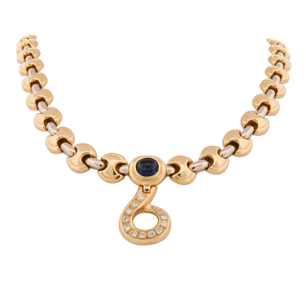 Collier Pendentif en or jaune, saphir et diamants - Castafiore