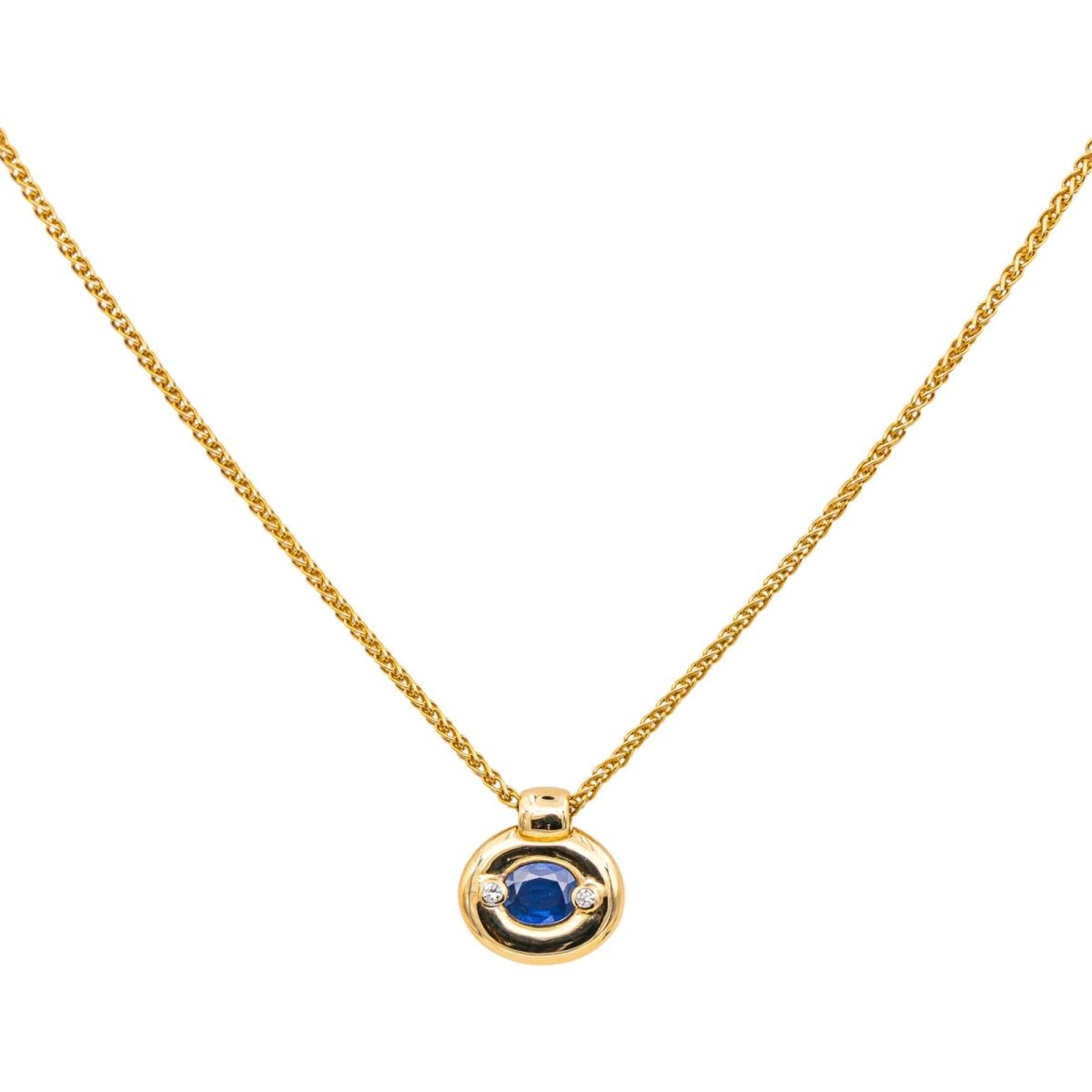 Collier Pendentif en or jaune, saphir et diamants - Castafiore