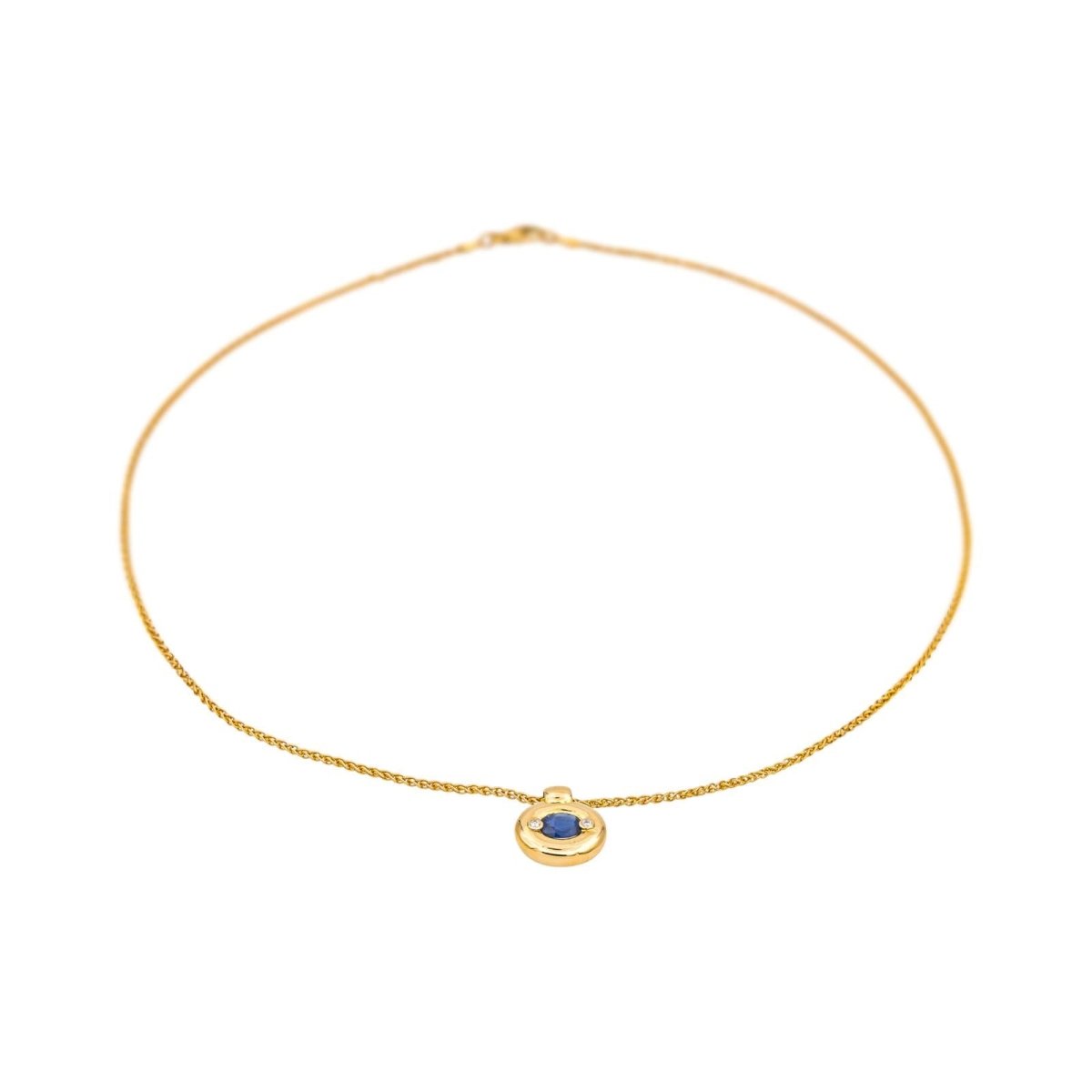 Collier Pendentif en or jaune, saphir et diamants - Castafiore