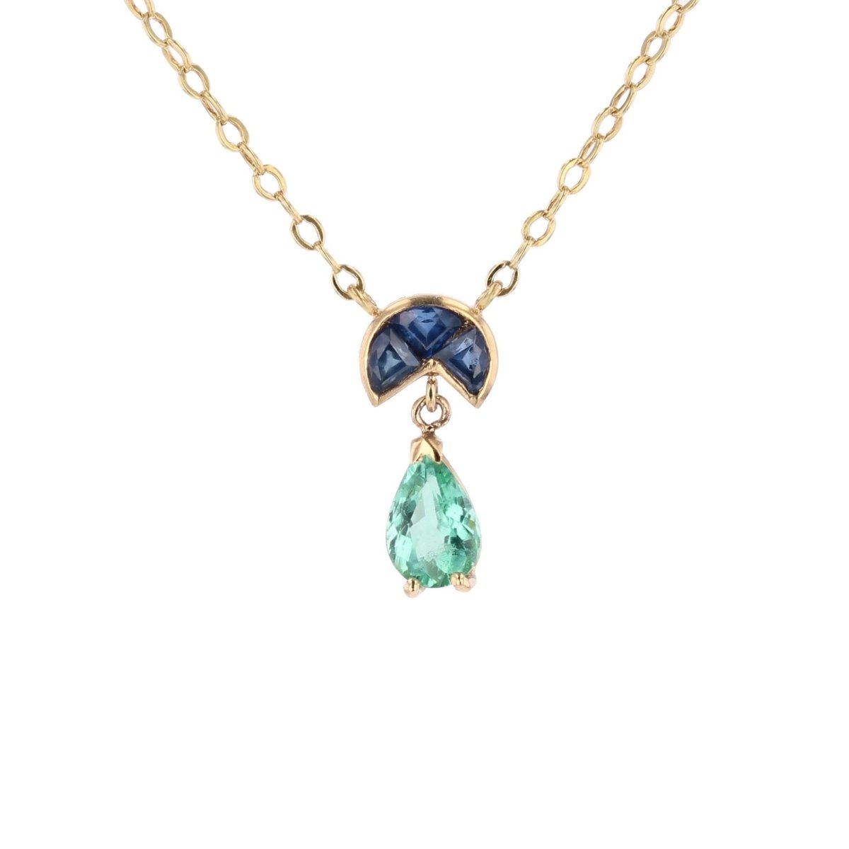 Collier Pendentif en or jaune, saphirs et tourmaline - Castafiore