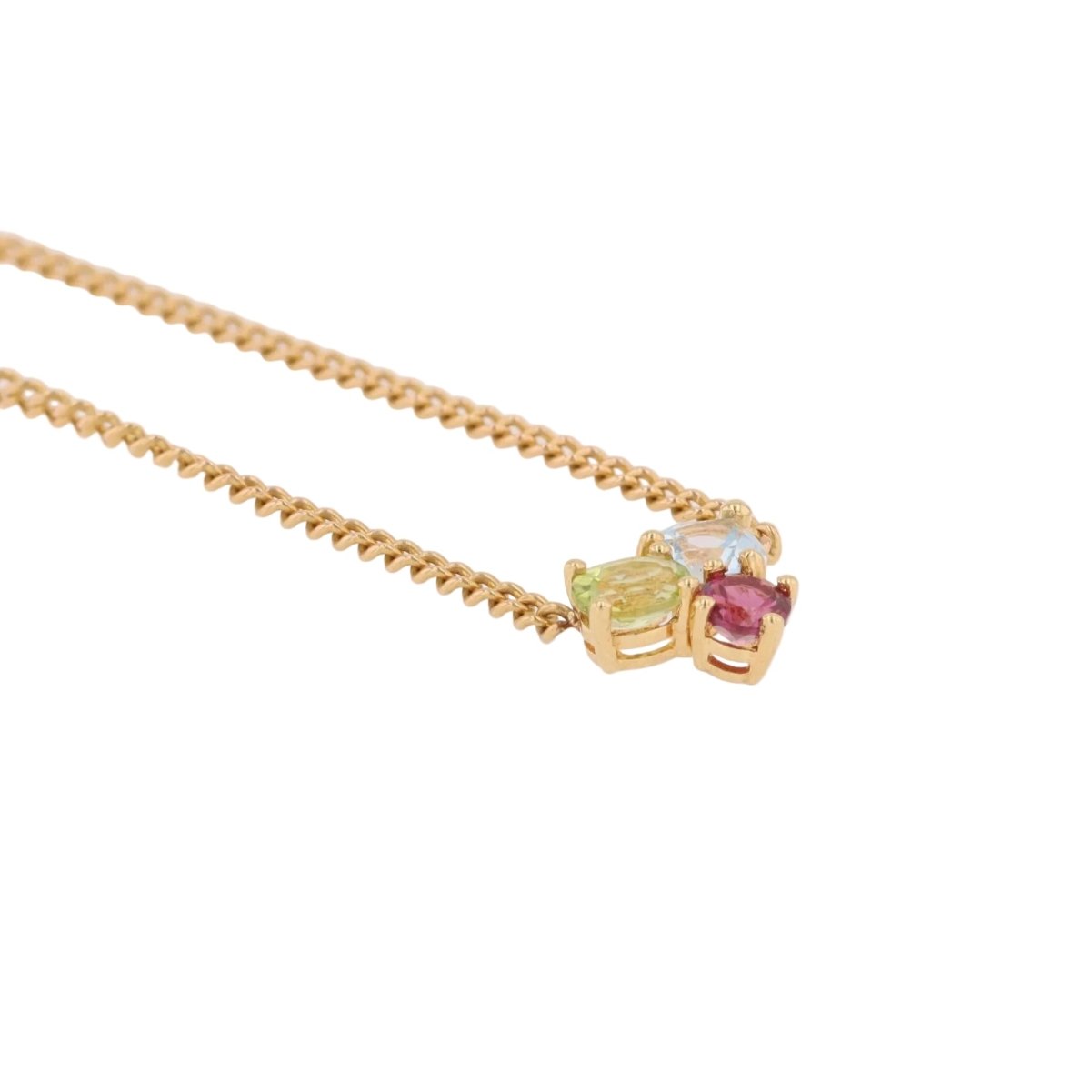 Collier Pendentif en or jaune, topaze, grenat et péridot - Castafiore