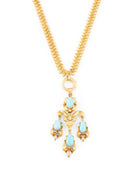 Collier Pendentif en or jaune, turquoise, et diamants - Castafiore