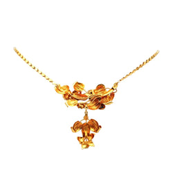 Collier Pendentif en or jaune, turquoises et perles - Castafiore