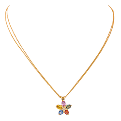 Collier Pendentif en or rose, saphirs, rubis et diamants - Castafiore