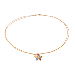 Collier Pendentif en or rose, saphirs, rubis et diamants - Castafiore