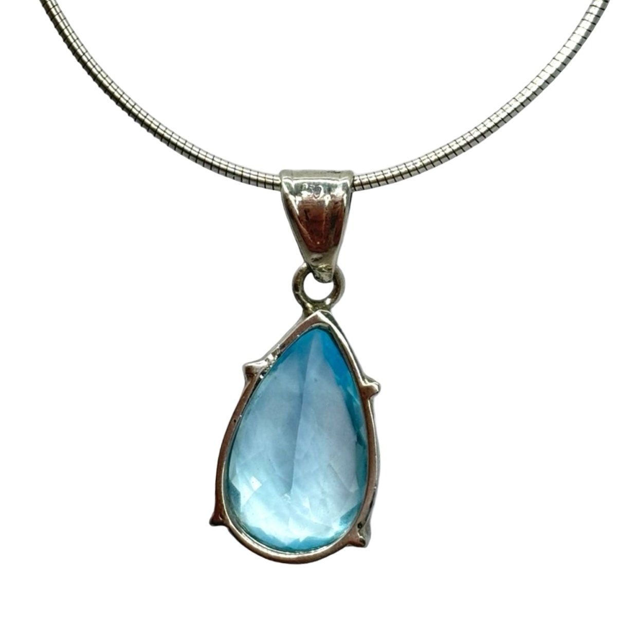 Collier Pendentif en platine et topaze - Castafiore