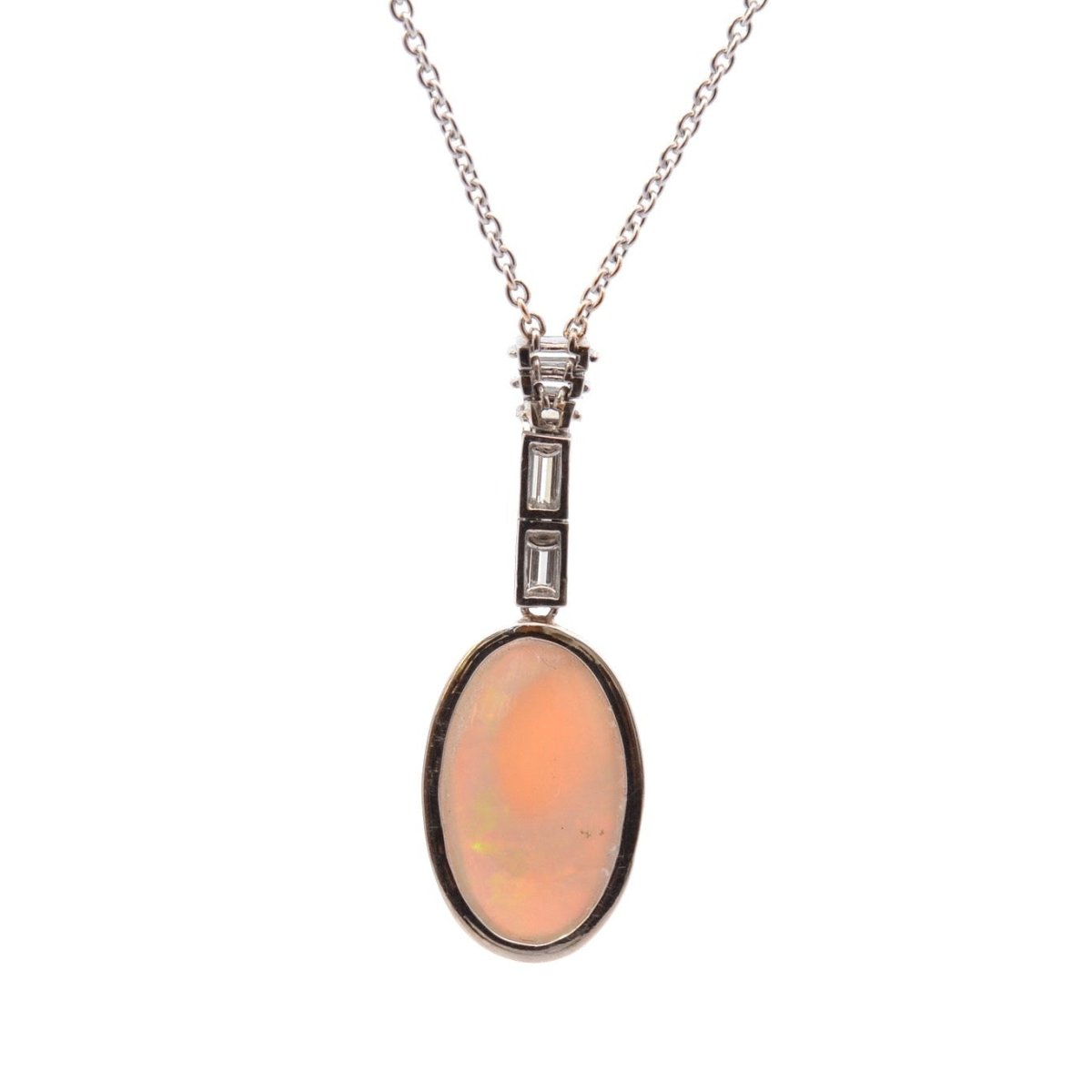Collier Pendentif en platine, opale et diamants - Castafiore