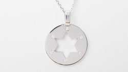 Collier pendentif étoile de David en or blanc et diamants - Castafiore