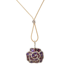 Collier pendentif fleur en or rose, pierres fines et diamants - Castafiore