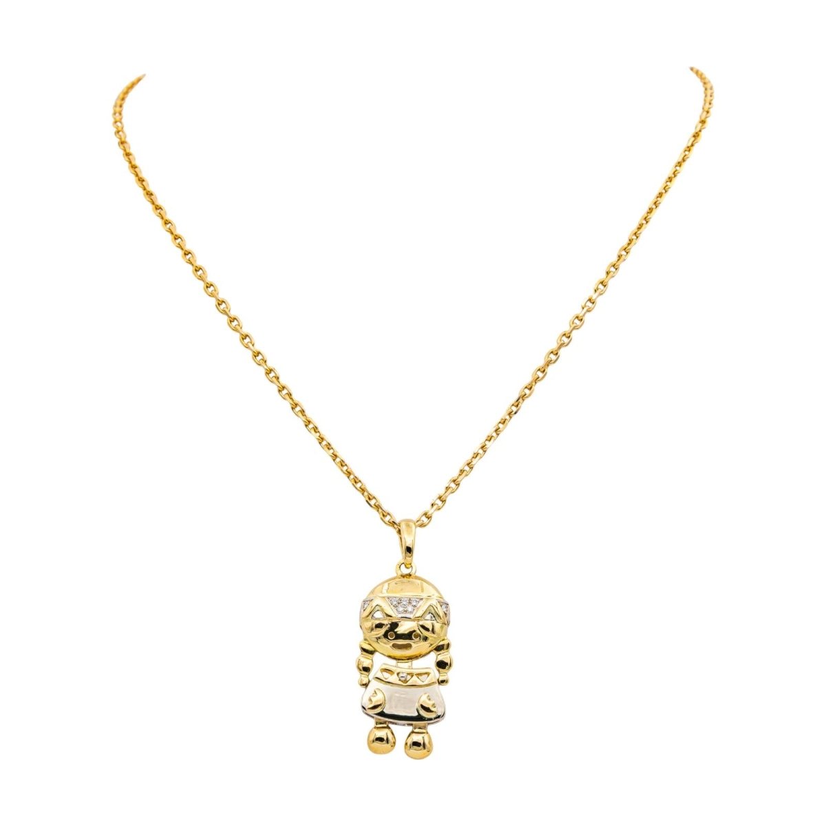 Collier Pendentif FRED en or jaune et diamants - Castafiore