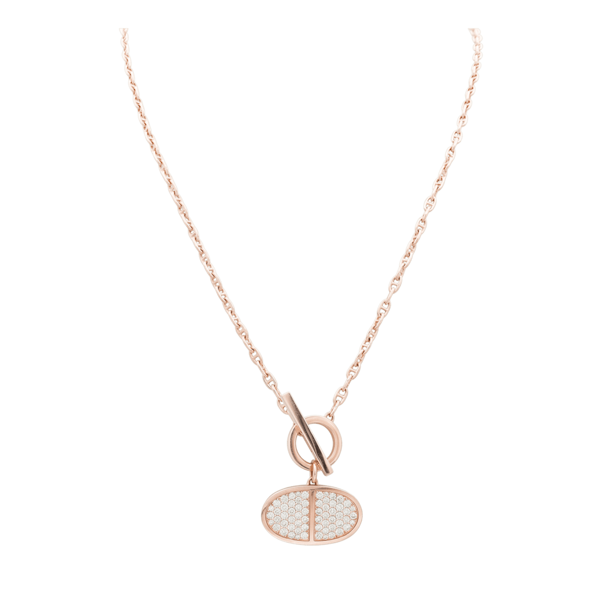 Collier Pendentif HERMÈS "Chaîne d'ancre contour" en or rose et diamants - Castafiore