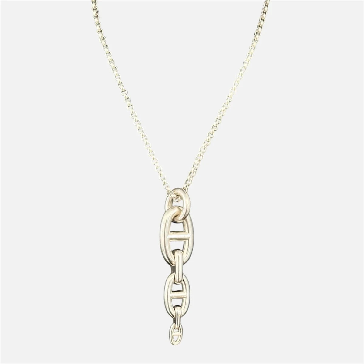 Collier Pendentif HERMÈS "Chaîne d'ancre enchaînée" GM en argent - Castafiore