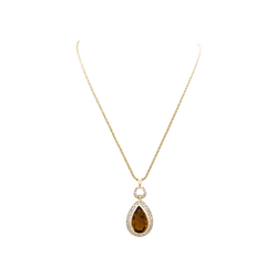 Collier Pendentif H.STERN en or jaune, citrine et diamants - Castafiore