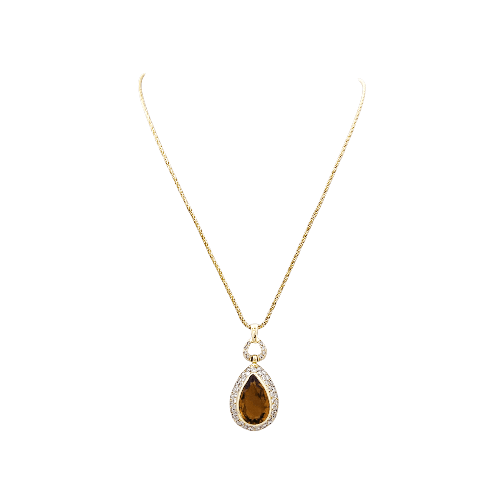 Collier Pendentif H.STERN en or jaune, citrine et diamants - Castafiore