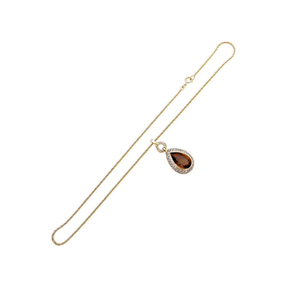 Collier Pendentif H.STERN en or jaune, citrine et diamants - Castafiore