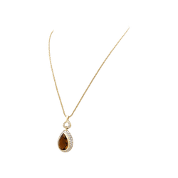 Collier Pendentif H.STERN en or jaune, citrine et diamants - Castafiore