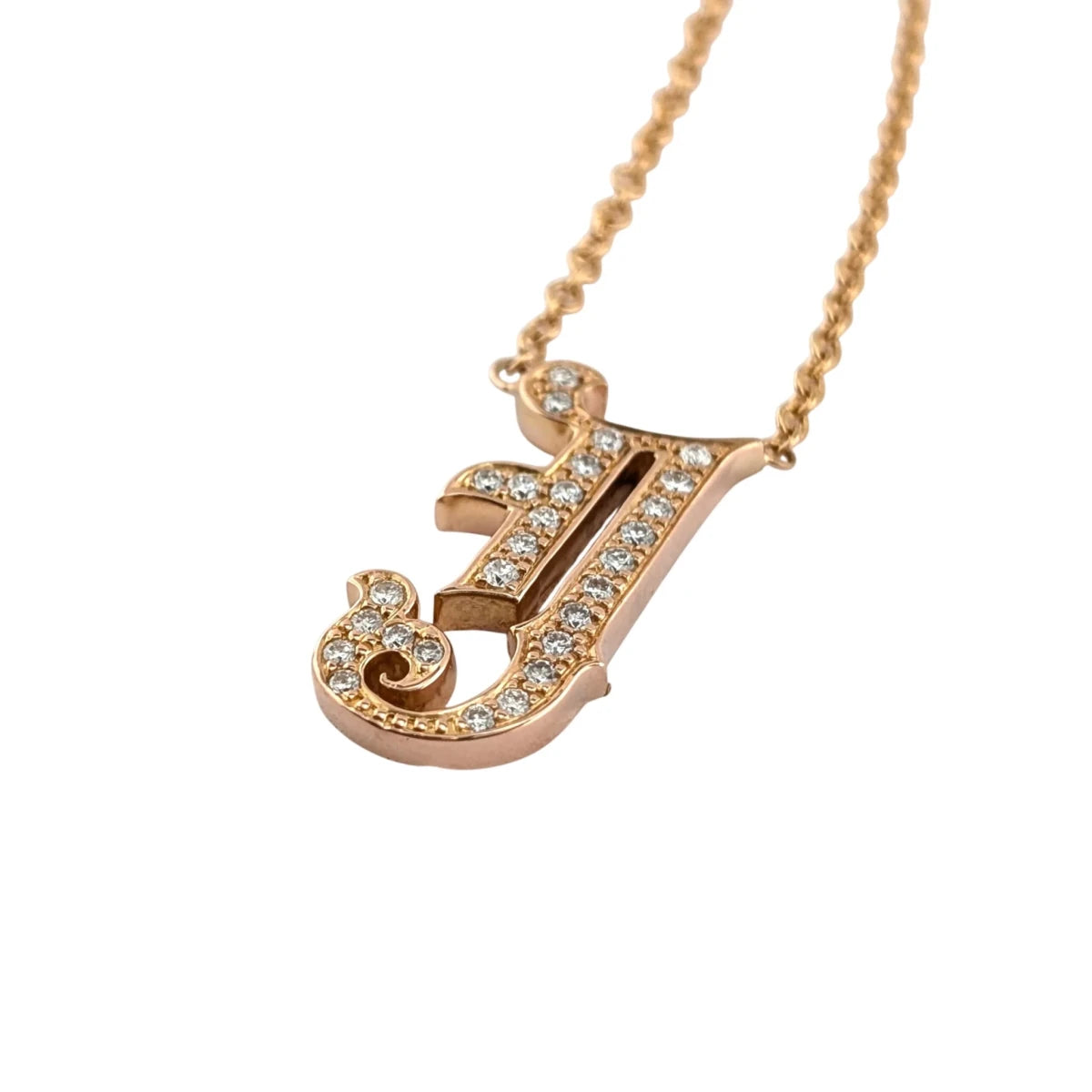 Collier Pendentif "J" en or jaune et diamants - Castafiore