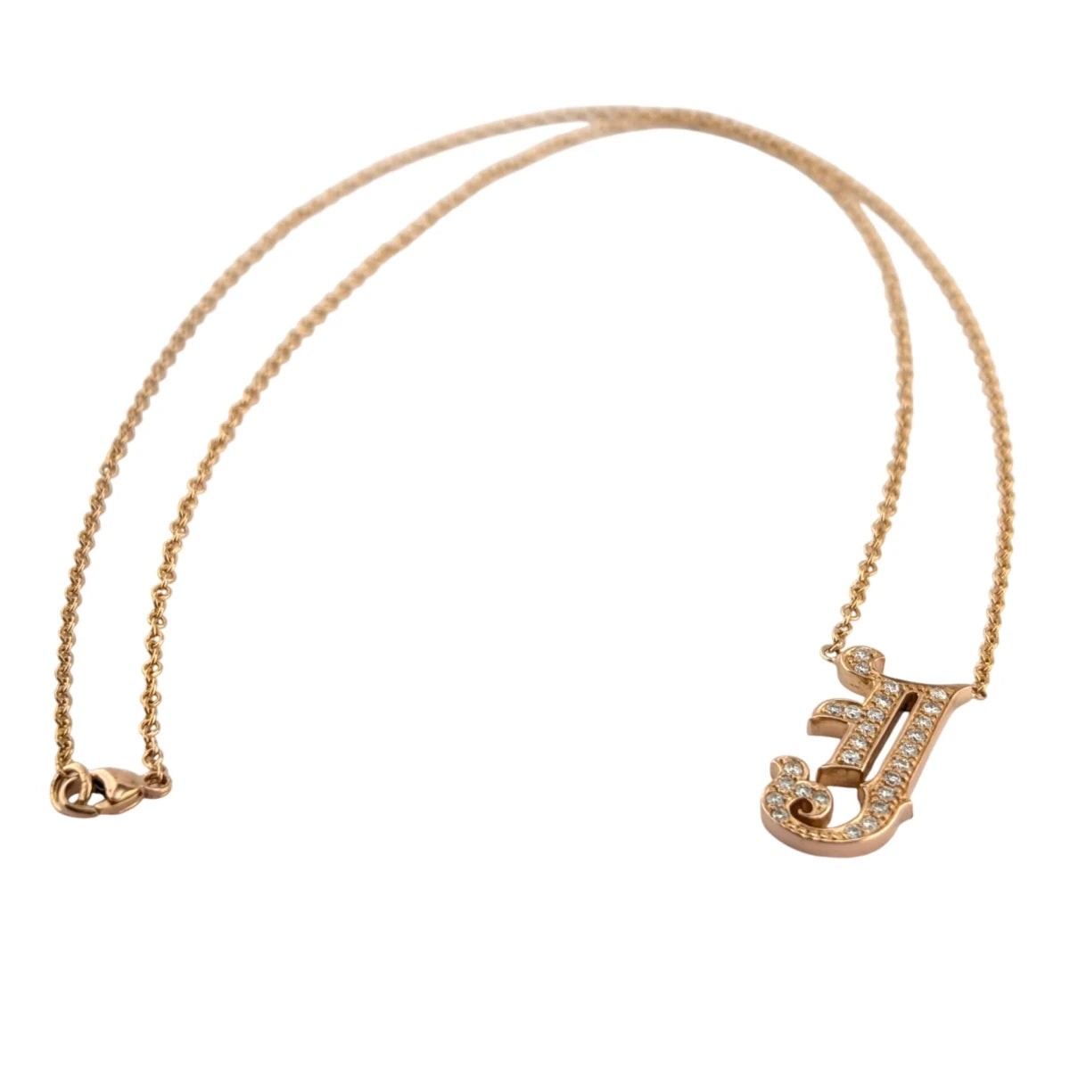Collier Pendentif "J" en or jaune et diamants - Castafiore