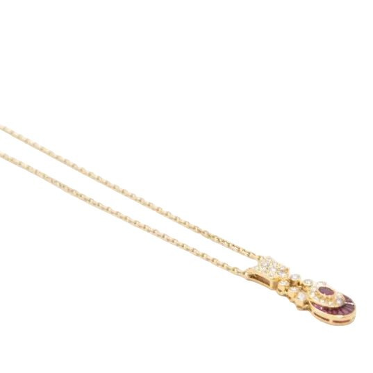 Collier Pendentif "Les Feux de l'Amour" en or jaune, rubis et diamants - Castafiore
