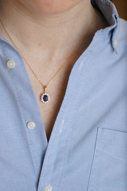 Collier pendentif marguerite saphir et diamants - Castafiore