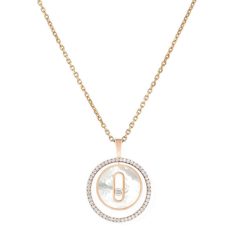 Collier Pendentif MESSIKA "Lucky Move" en or rose, nacre et diamants - Castafiore