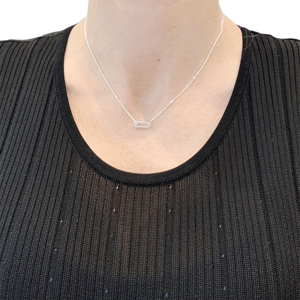 Collier Pendentif MESSIKA "Move Uno Pavé" en or blanc et diamants - Castafiore