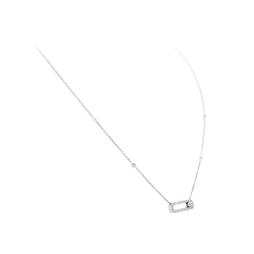 Collier Pendentif MESSIKA "Move Uno Pavé" en or blanc et diamants - Castafiore