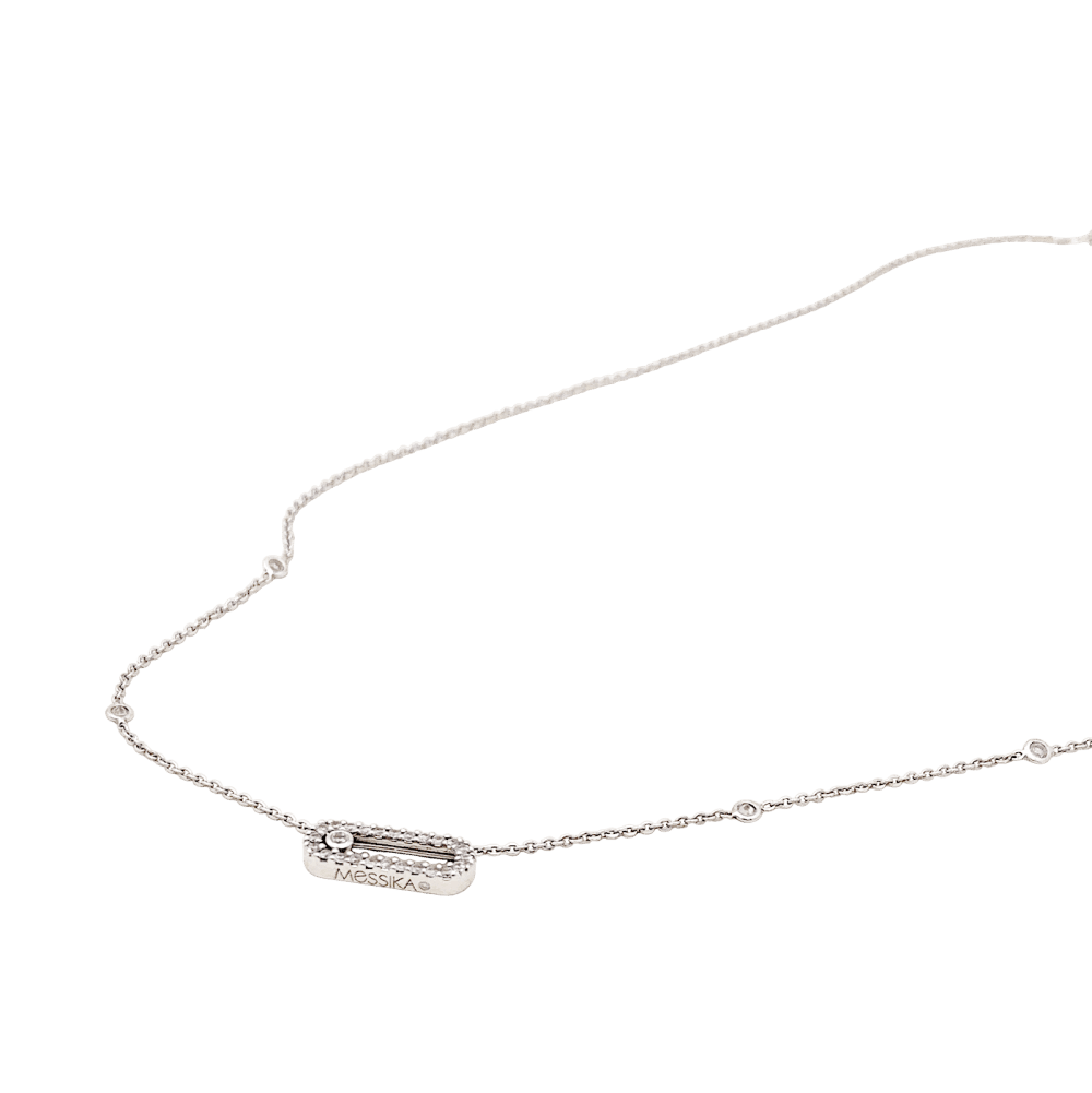 Collier Pendentif MESSIKA "Move Uno Pavé" en or blanc et diamants - Castafiore