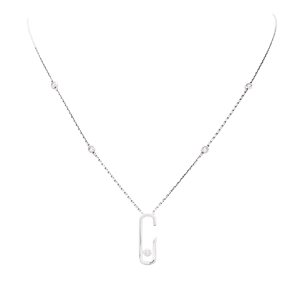 Collier Pendentif MESSIKA x GIGI HADID "Move Addiction" en or blanc et diamants - Castafiore