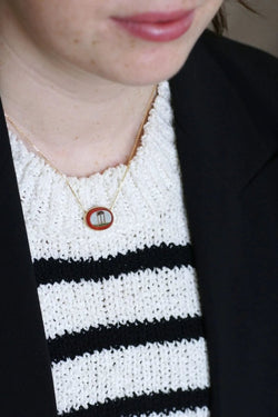 Collier pendentif micro mosaïque temple antique or jaune - Castafiore