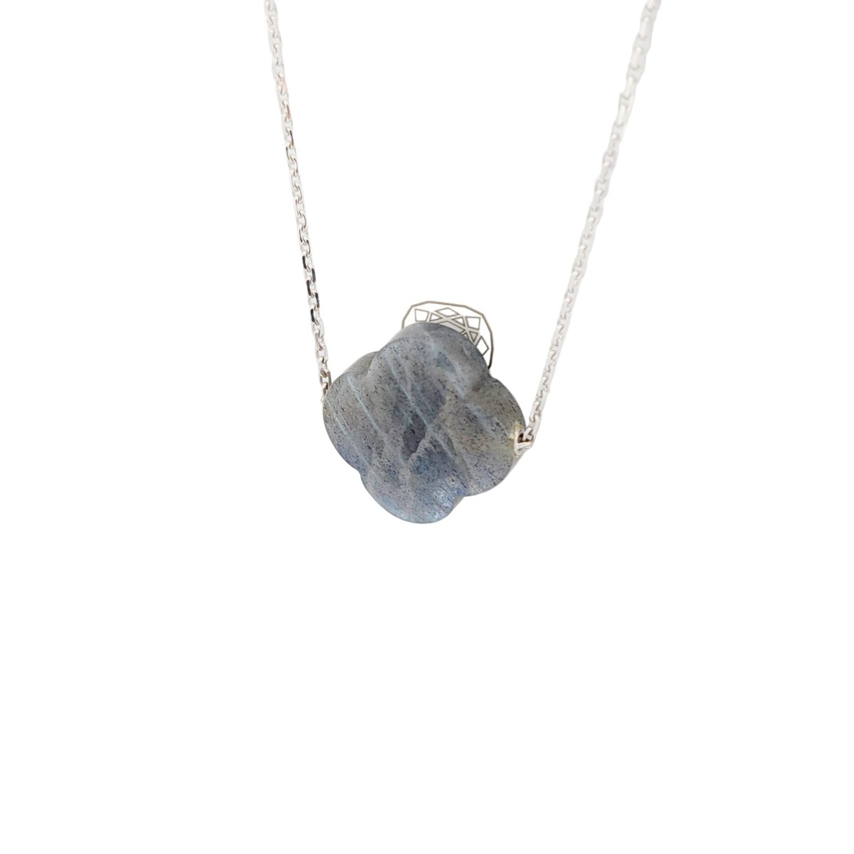 Collier Pendentif MORGANNE BELLO en or blanc et labradorite - Castafiore