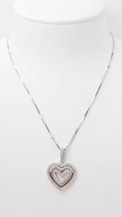 Collier pendentif multi Coeurs en or blanc et diamants - Castafiore