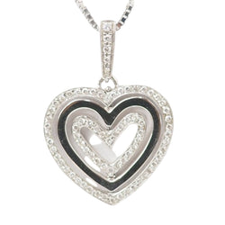 Collier pendentif multi Coeurs en or blanc et diamants