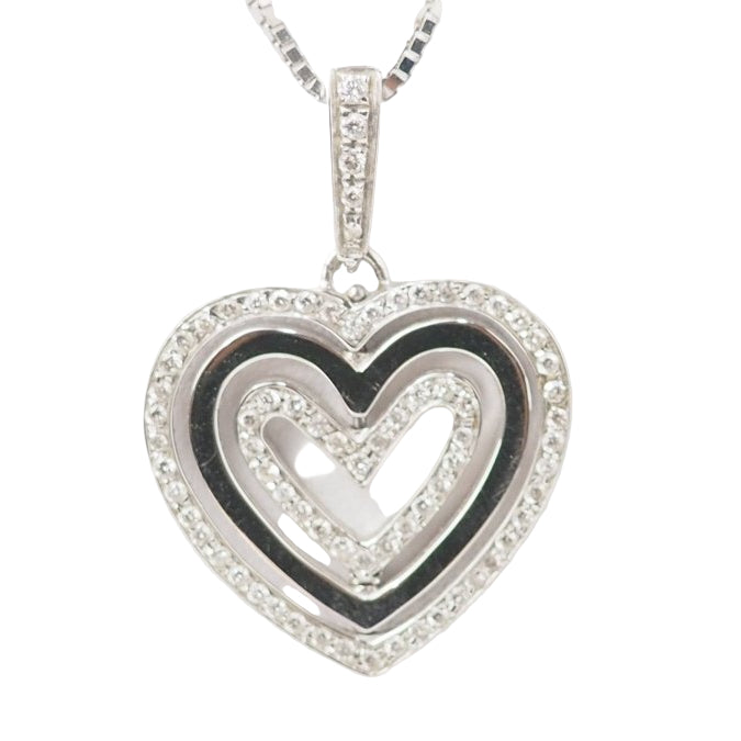 Collier pendentif multi Coeurs en or blanc et diamants