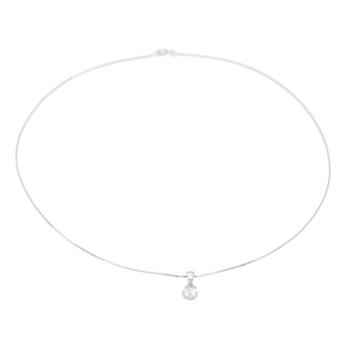 Collier Pendentif Or blanc Aigue Marine - Castafiore