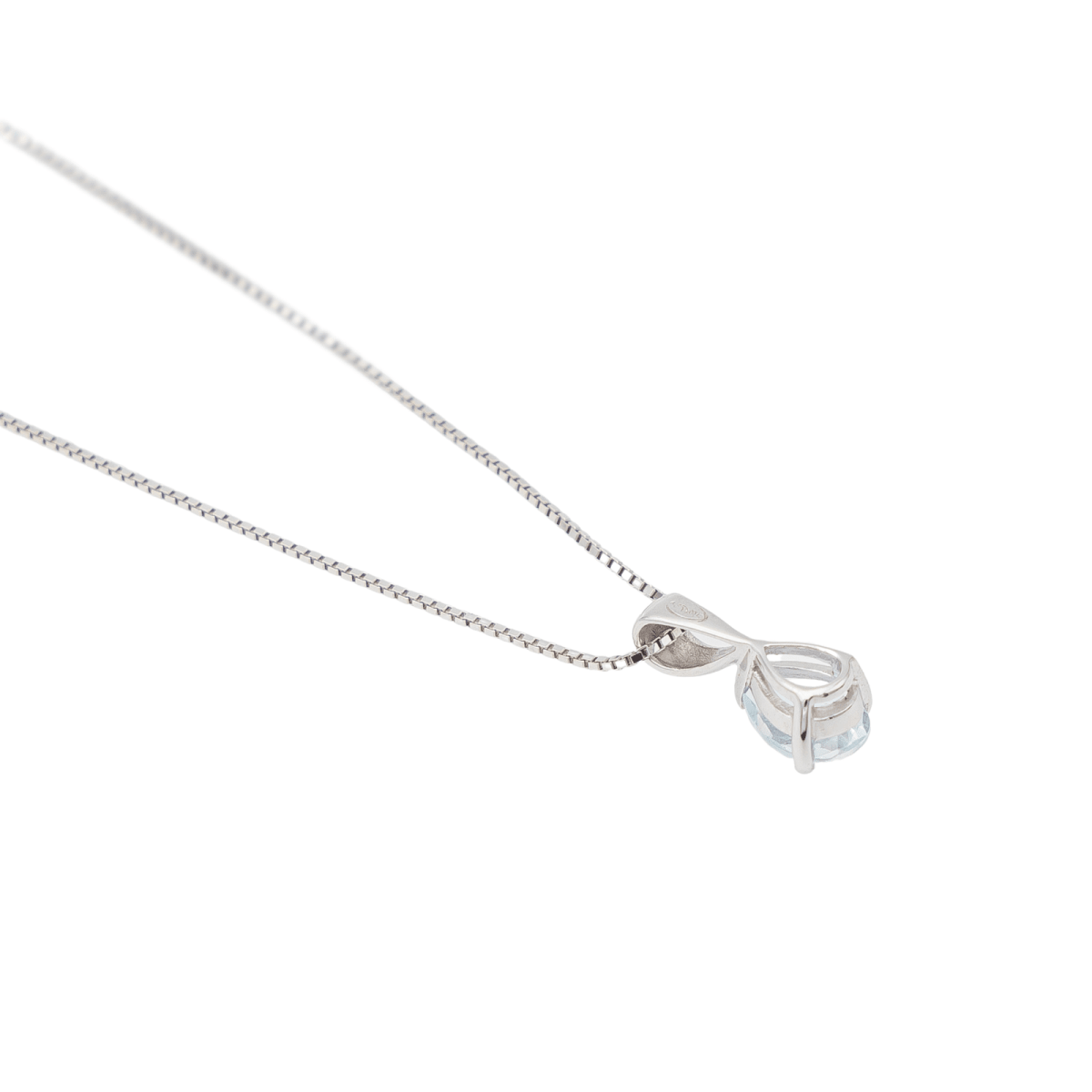 Collier Pendentif Or blanc Aigue Marine - Castafiore
