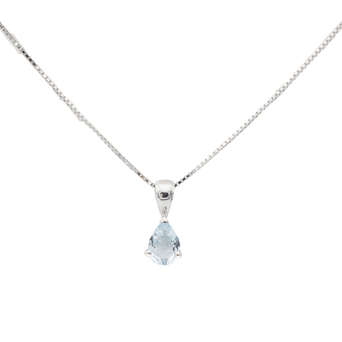 Collier Pendentif Or blanc Aigue Marine - Castafiore
