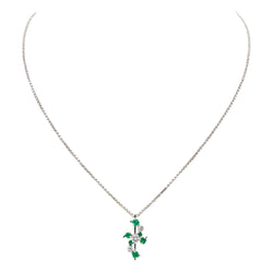 Collier Pendentif Or Blanc Emeraude - Castafiore