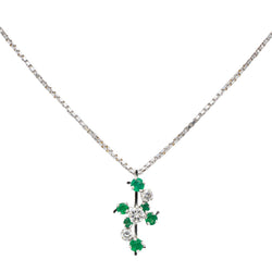 Collier Pendentif Or Blanc Emeraude - Castafiore