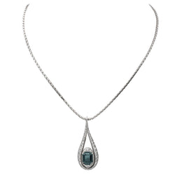 Collier Pendentif Or blanc Saphir - Castafiore