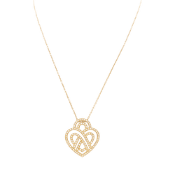 Collier Pendentif POIRAY "Coeur Entrelacé" en or rose et diamants - Castafiore