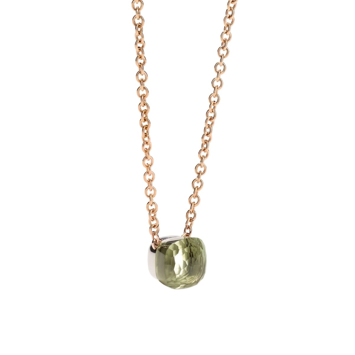 Collier Pendentif POMELLATO "Knot" en or blanc, or rose et prasiolite - Castafiore
