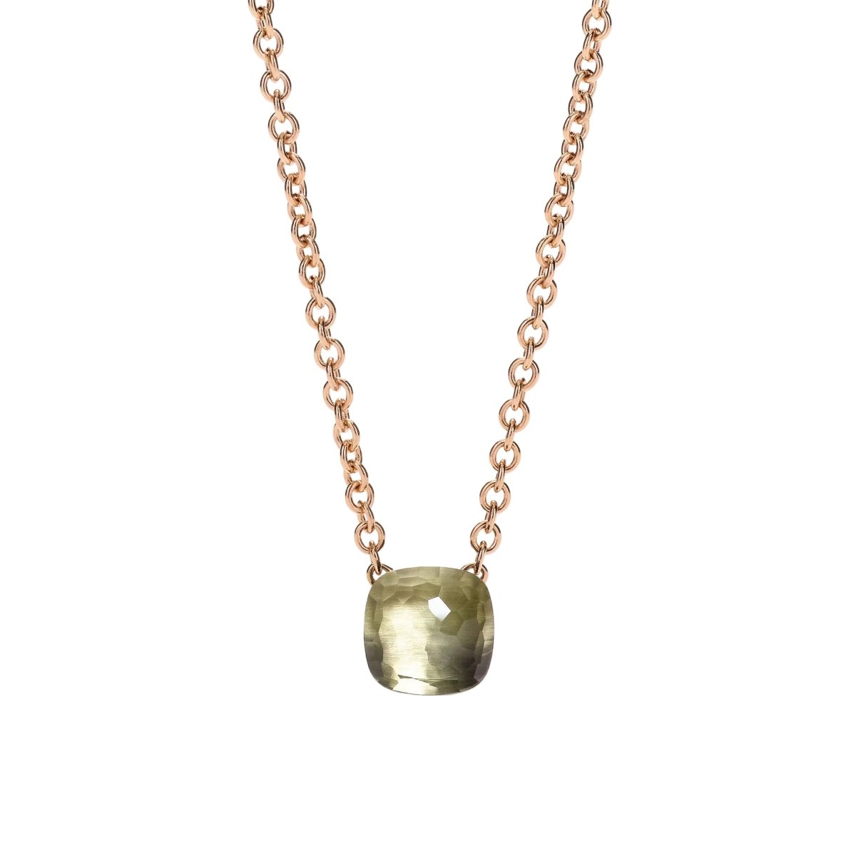 Collier Pendentif POMELLATO "Knot" en or blanc, or rose et prasiolite - Castafiore