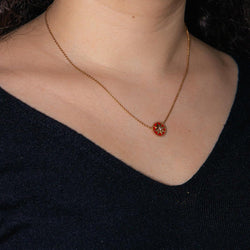 Collier Pendentif "Rose des vents" en or rose, céramique et diamants - Castafiore