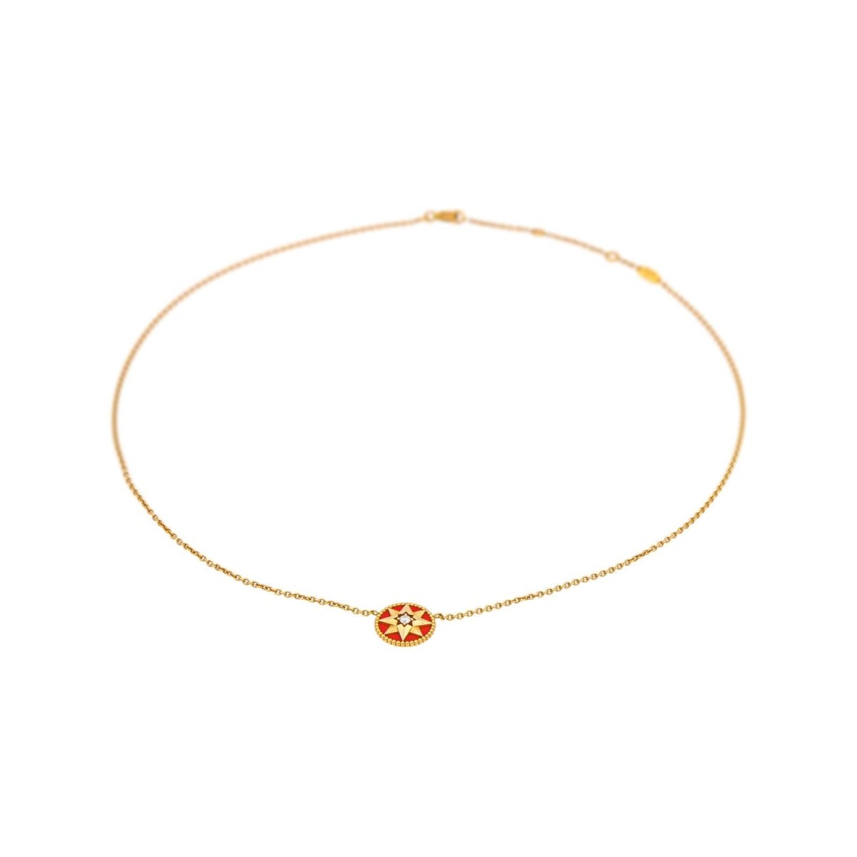 Collier Pendentif "Rose des vents" en or rose, céramique et diamants - Castafiore