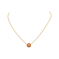 Collier Pendentif "Rose des vents" en or rose, céramique et diamants - Castafiore