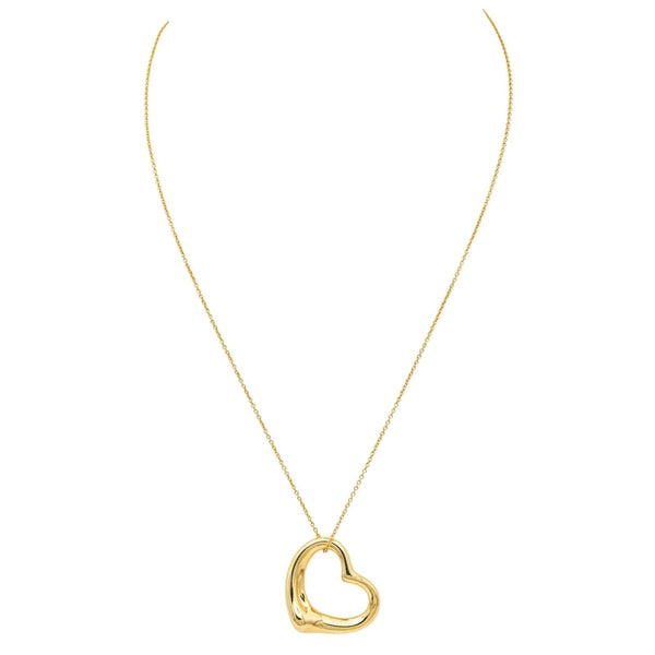 Pendentif Cœur En Relief Couleur Or - Chaîne Vintage Finement Travaillée - Occasion Bon état