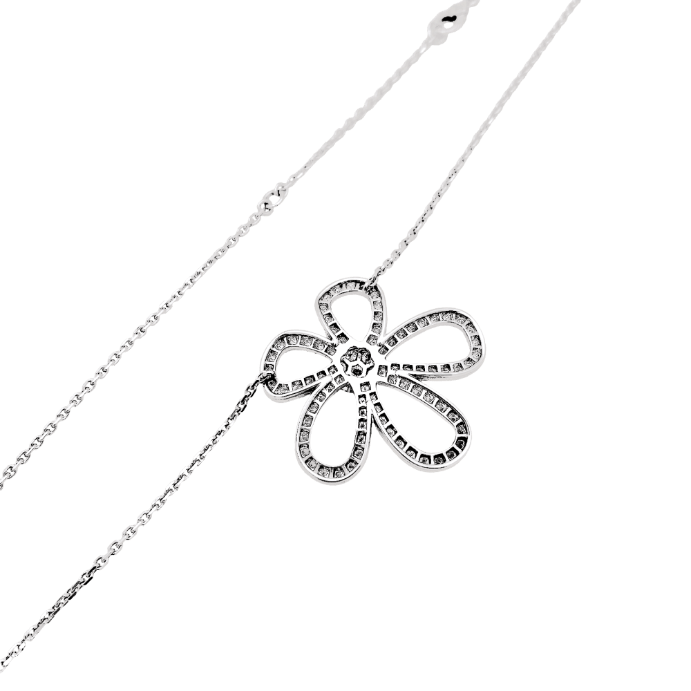 Collier Pendentif VAN CLEEF & APRLES "Flowerlace" en or blanc et diamants - Castafiore