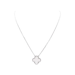 Collier Pendentif VAN CLEEF & ARPELS "Alhambra" en or blanc et nacre - Castafiore