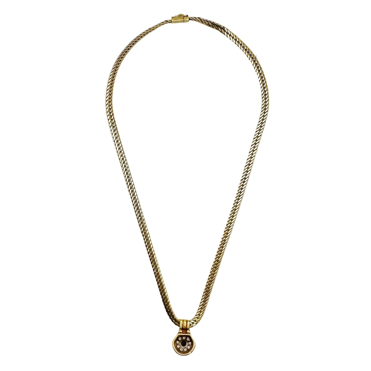 Collier Pendentif VAN CLEEF & ARPELS en or jaune, saphir et diamants - Castafiore